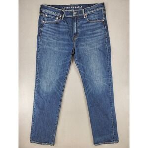 American Eagle Relaxed Straight Jeans Mens 36x34 Blue Flex Stretch Denim